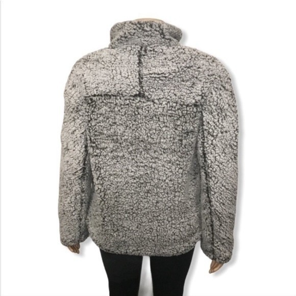 Altar'd State Wubby Sweater Gray Teddy Sherpa Quarter Zip pockets size S - Picture 10 of 12